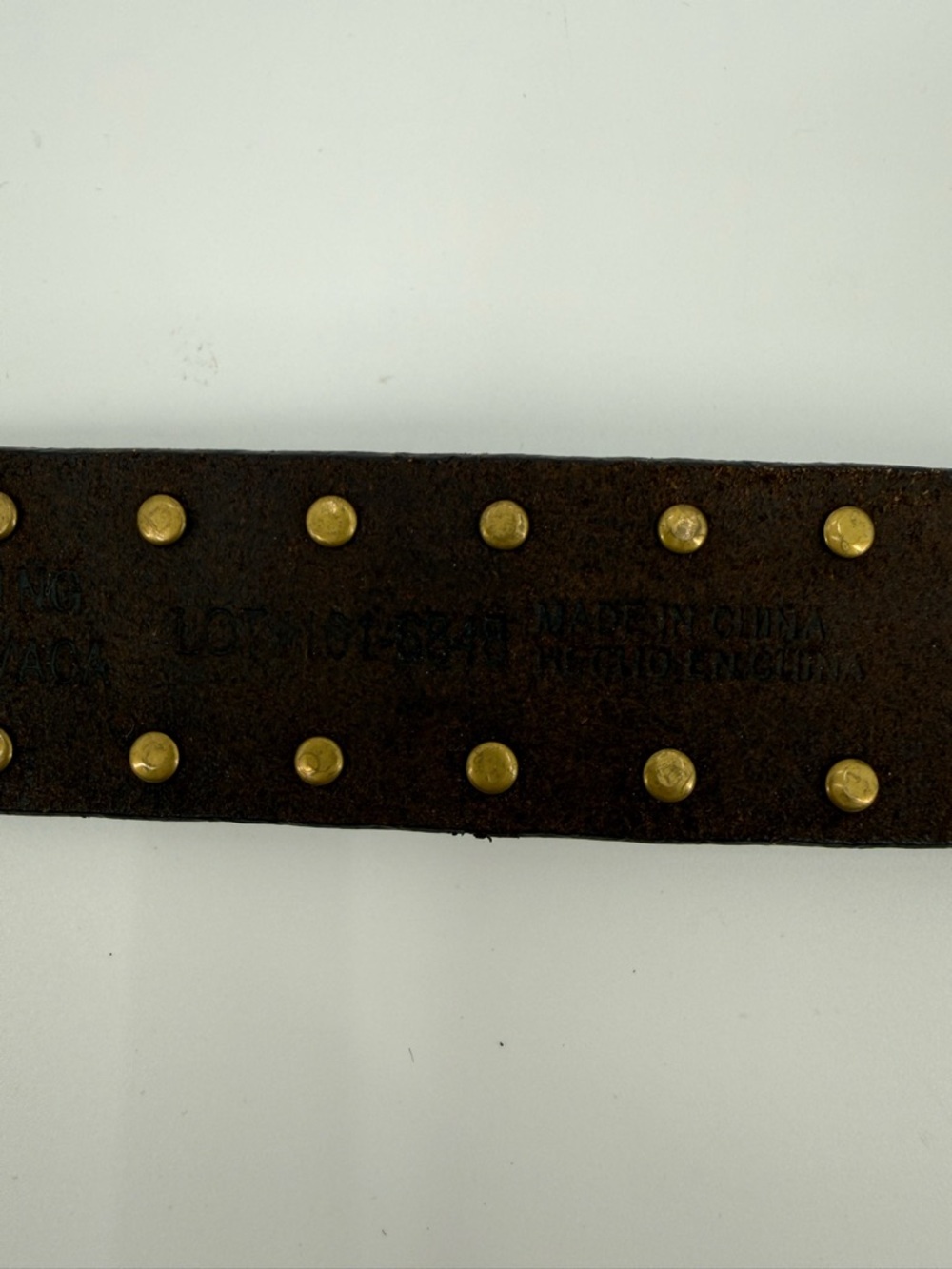 Studded Faux Leather Dark Brown with Gold Tone Buckle Classic Casual Waist Belt - Picture 9 of 9